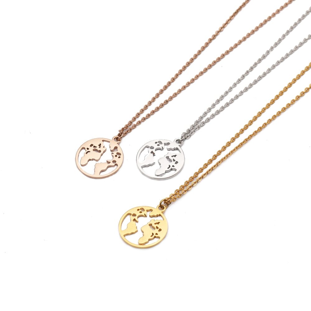 Collier Pendentif Globe Terrestre Minimaliste - Collection Voyager