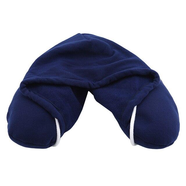 Coussin de Voyage - Hoodie Bleu Marine - Explorez l'Univers Confortable