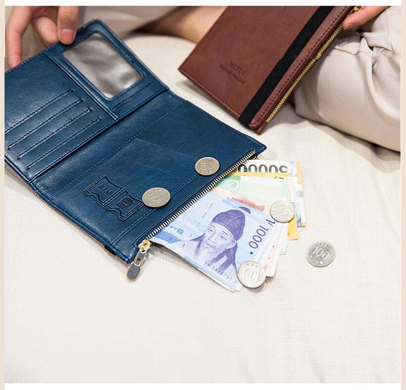 Grand Portefeuille de Voyage Personnalisé Passeport Vintage (Anti-RFID) - Édition Voyageurs