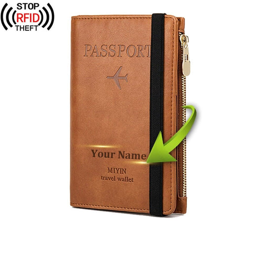 Grand Portefeuille de Voyage Personnalisé Passeport Vintage (Anti-RFID) - Édition Voyageurs