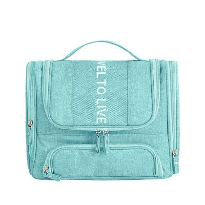 Grande Trousse de Toilette Voyage à Suspendre Live Life (Turquoise)