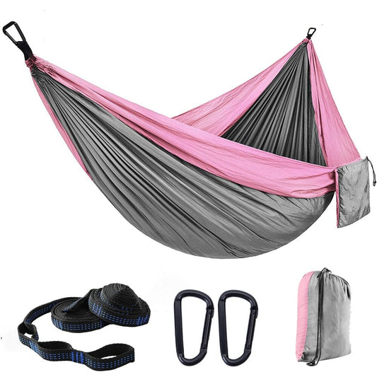 Hamac de Voyage pour 2 Personnes (Gris/Rose)