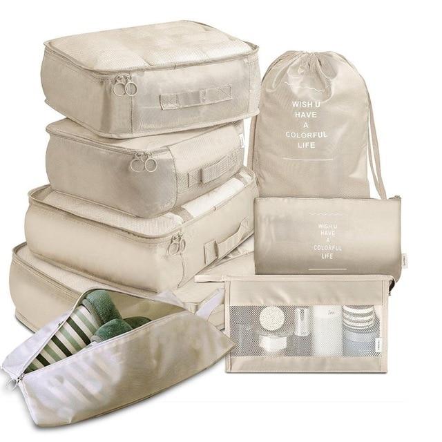 Organisateurs de Valise Colorful Life (Ensemble de 8, Beige)