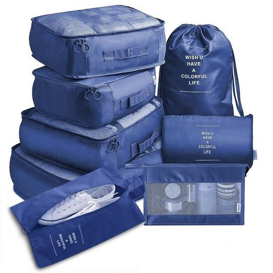 Valise Organizer Colorful Life (Set de 8, Bleu Marine)