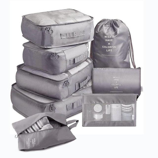 Valise Organizers - Colorful Life Collection (Set de 8, Gris)