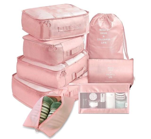 Organisateurs de Valise - Colorful Life (Ensemble de 8, Rose)