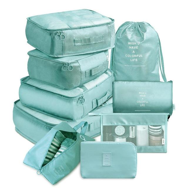 Valise Organiz'Life (Ensemble de 9, Turquoise)