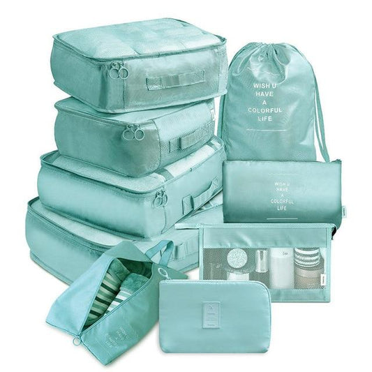 Valise Organiz'Life (Ensemble de 9, Turquoise)