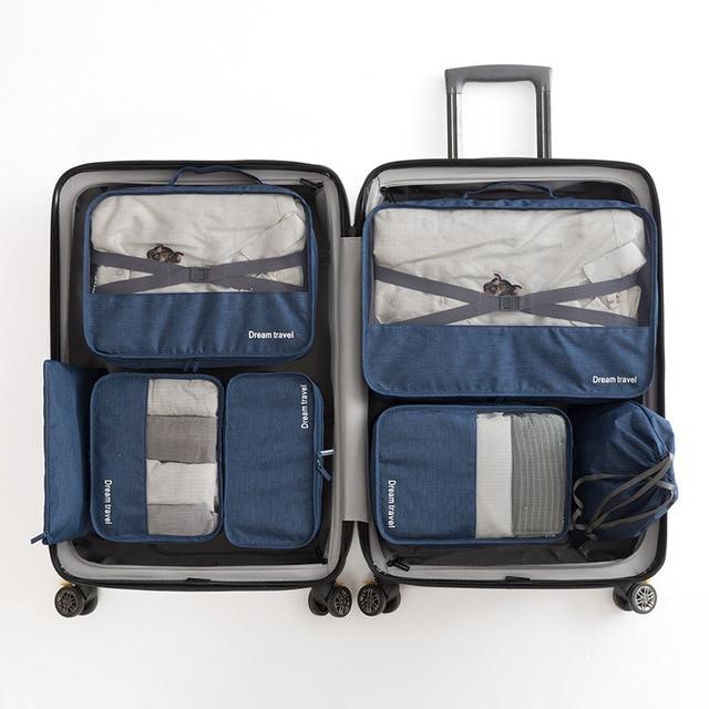 Dream Travel - Organisateurs de Valise (Set de 7, Bleu Marine)