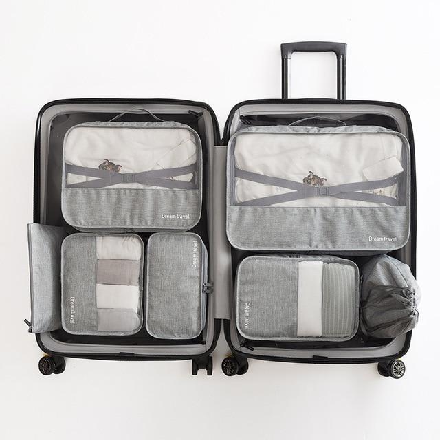 Organisateurs de Valise Dream Travel (Ensemble de 7, Gris)