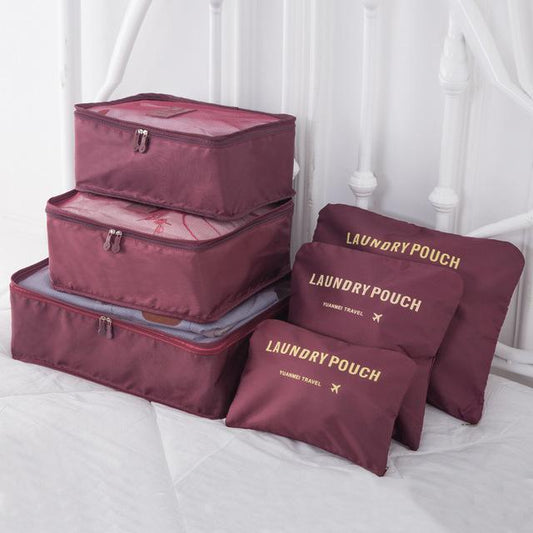 Valise Organizer - Laundry Pouch (Set de 6, Bordeaux)