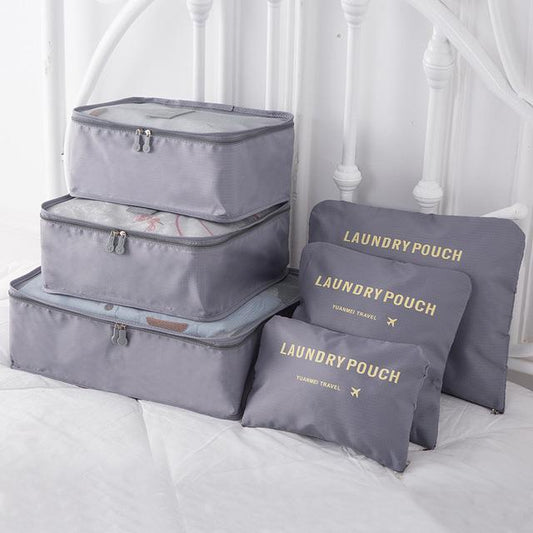 Valise Essentials - Pochette de Rangement (Set de 6, Gris)