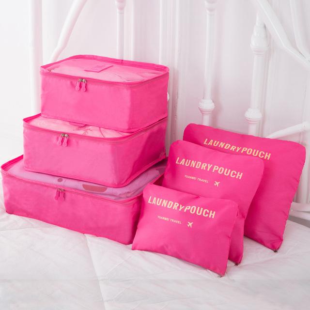 Valise Organizers - Laundry Pouches (Set de 6, Rose Flashy)
