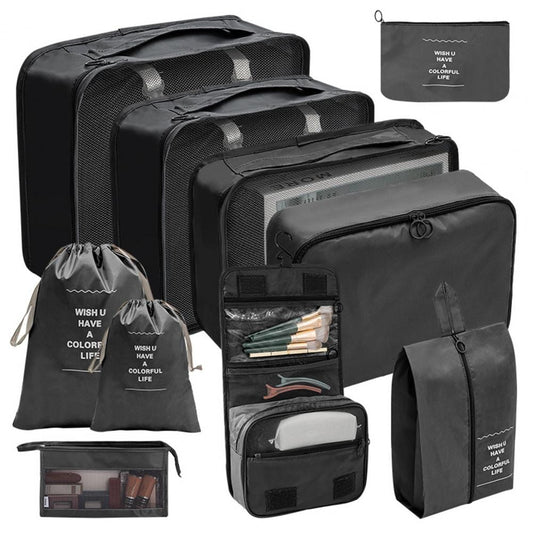 Organisateurs de Valise Ensemble de 10 Pochettes (Noir)