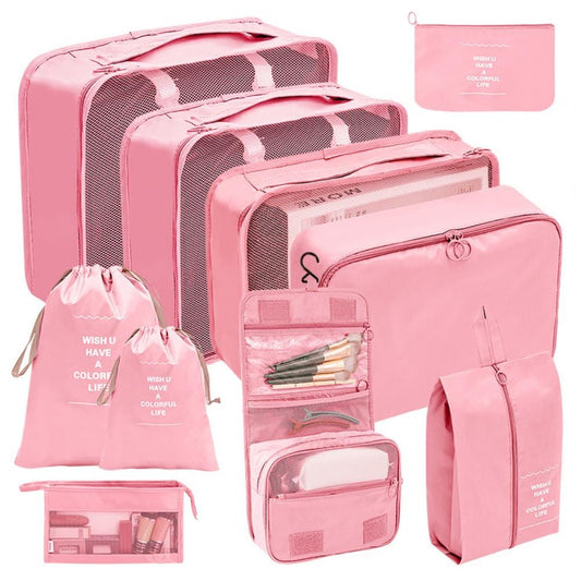 Valise Organizers - Ensemble de 10 Pochettes de Voyage (Rose)