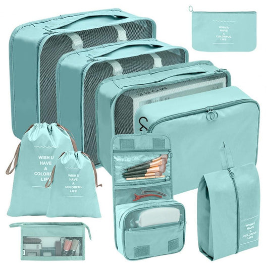 Organisateurs de Valise Set de 10 Pochettes (Turquoise) - Idéal pour vos Voyages