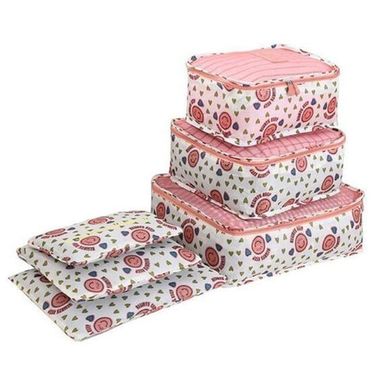 Organisateurs de Valise - Smiley (Set de 6, Rose)
