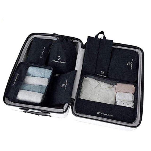 Valise Set To Travel To Live - Organisateurs de Valise (Set de 7, Noir)