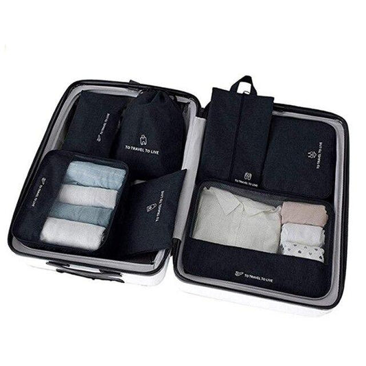 Valise Set To Travel To Live - Organisateurs de Valise (Set de 7, Noir)