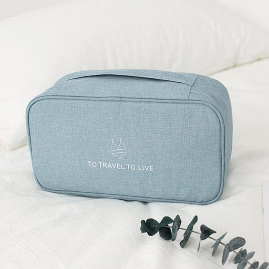 Pochette Sous-Vêtements de Voyage - To Travel To Live (Bleu Ciel)