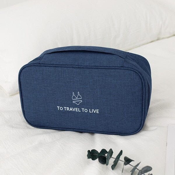 Pochette Sous-Vêtements de Voyage - Explore & Live (Bleu Marine)