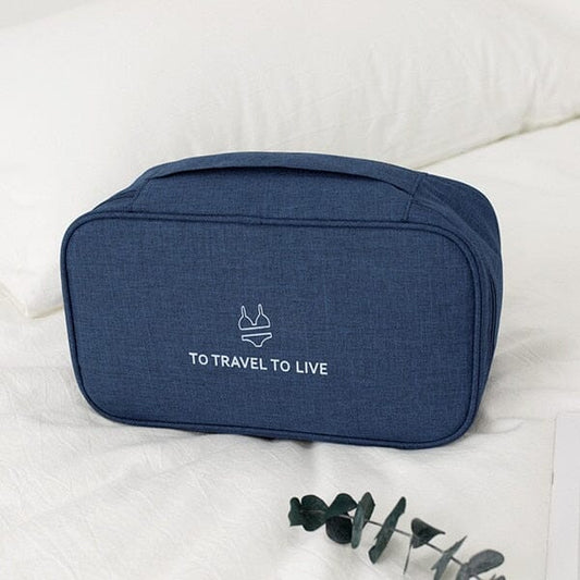 Pochette Sous-Vêtements de Voyage - Explore & Live (Bleu Marine)