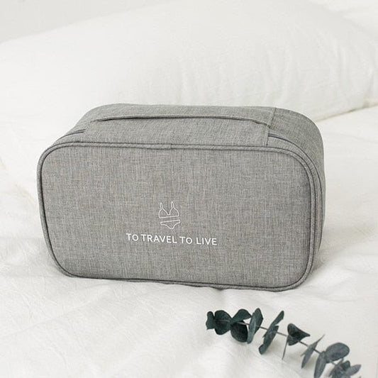 Pochette de Voyage pour Sous-Vêtements - To Travel To Live (Gris)