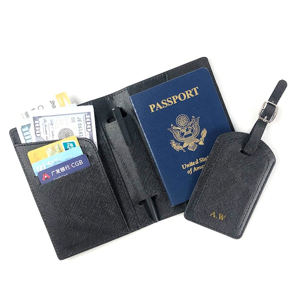 Portefeuille de Voyage & Étiquette Valise - Set de Voyage Personnalisé