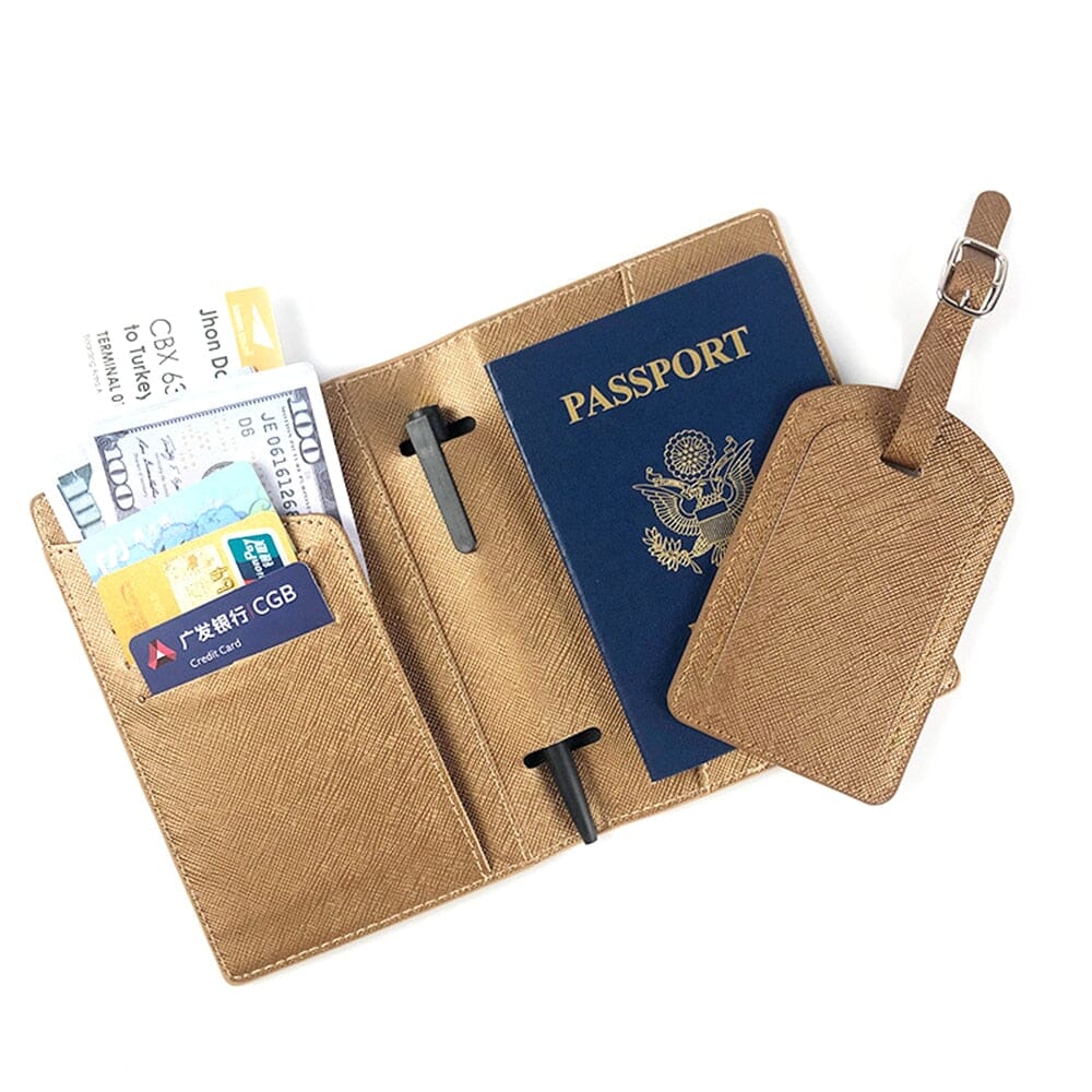 Portefeuille de Voyage & Étiquette Valise - Set de Voyage Personnalisé