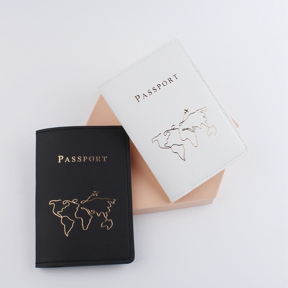 Protège-Passeport Carte Du Monde Épurée