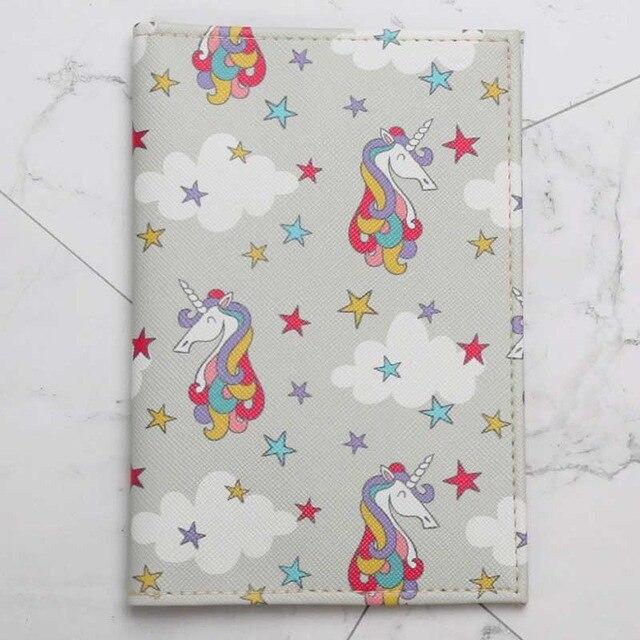 Protège-passeport Étoile Licorne Gris