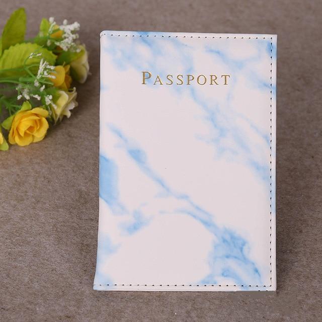 Protège-Passeport Marbré Blanc