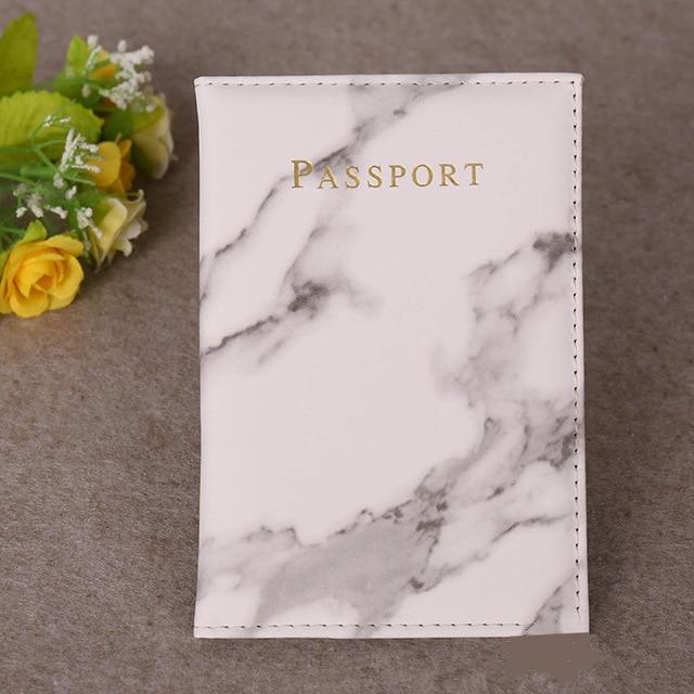 Protège-Passeport Marbré Blanc
