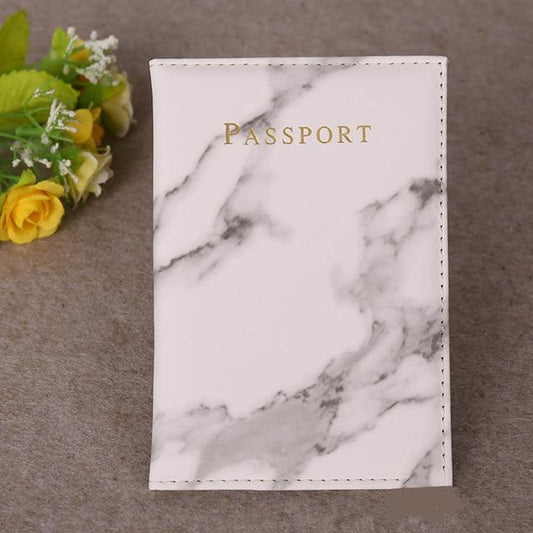 Protège-Passeport Marbré Blanc