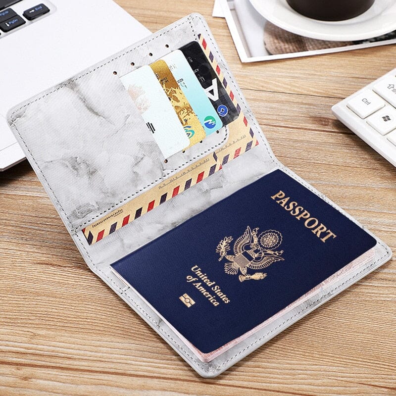 Protège-Passeport Personnalisé - Avion en Marbre
