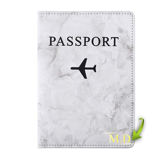 Protège-Passeport Personnalisé - Avion en Marbre