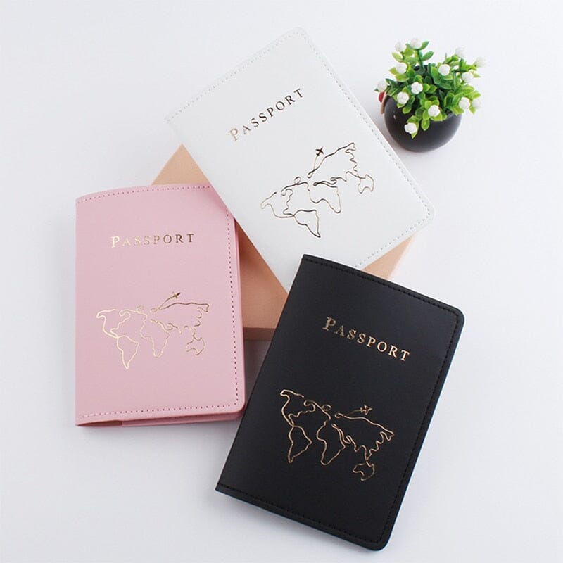Protège-Passeport Personnalisé - Carte du Monde Élégante