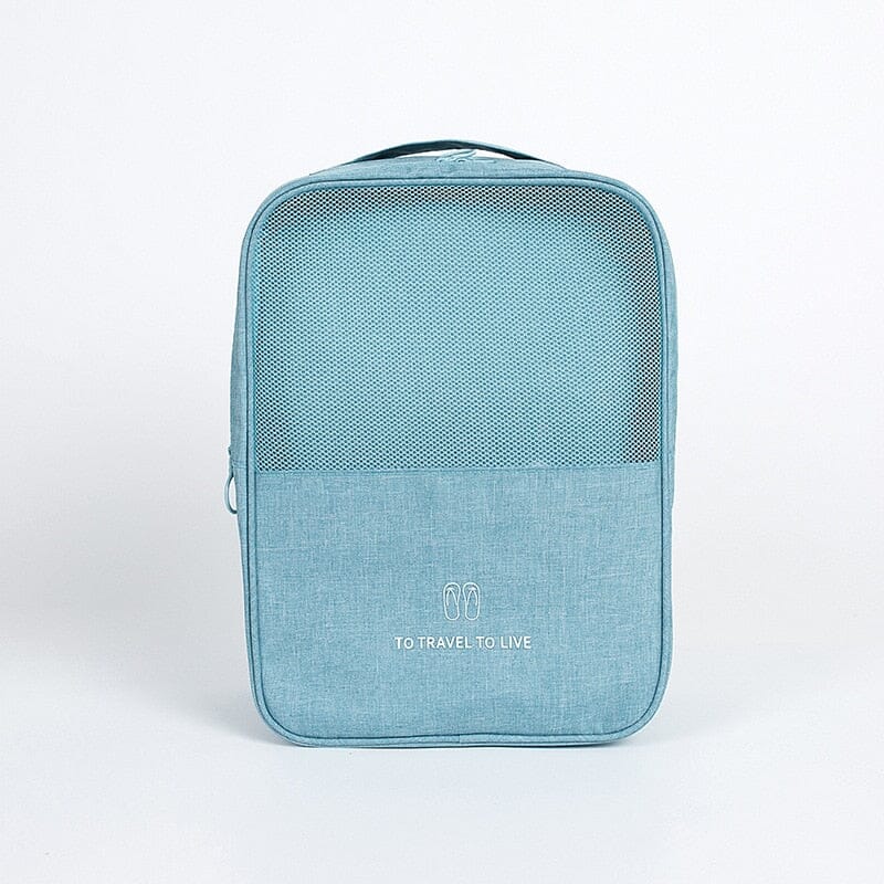 Sac à Chaussures de Voyage To Travel To Live - Bleu Ciel