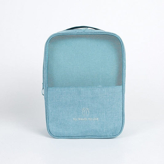 Sac à Chaussures de Voyage To Travel To Live - Bleu Ciel