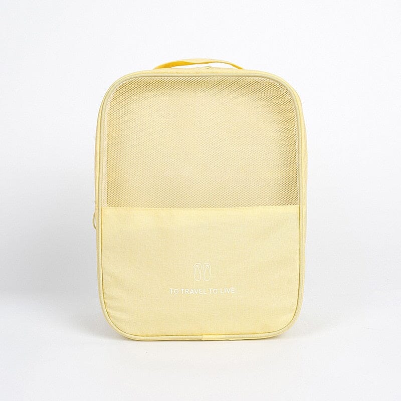 Housse à Chaussures de Voyage - To Travel To Live (Jaune)