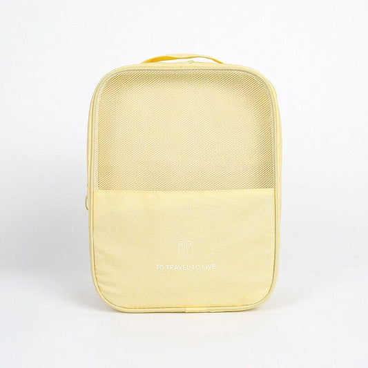 Housse à Chaussures de Voyage - To Travel To Live (Jaune)