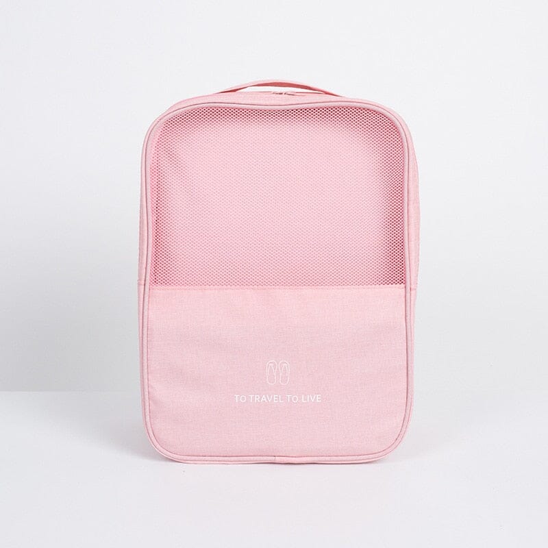 Sac à Chaussures de Voyage To Travel To Live - Rose