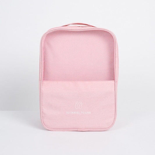 Sac à Chaussures de Voyage To Travel To Live - Rose