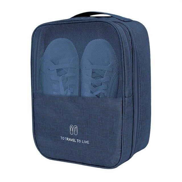 Sac de Voyage pour Chaussures- To Travel To Live (Bleu Marine)