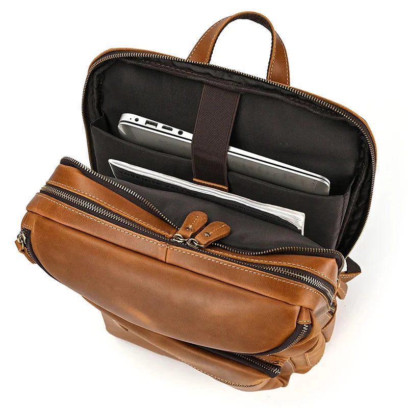 Sac à Dos en Cuir pour Homme, Idéal pour Voyager