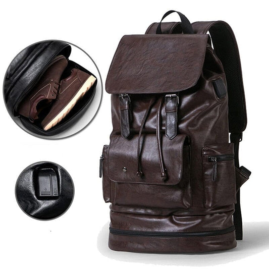 Sac à Dos Vintage Homme - Compartiment Chaussures & USB