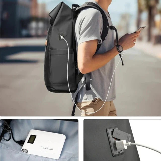 Sac à Dos Roll Top Imperméable USB Explorer