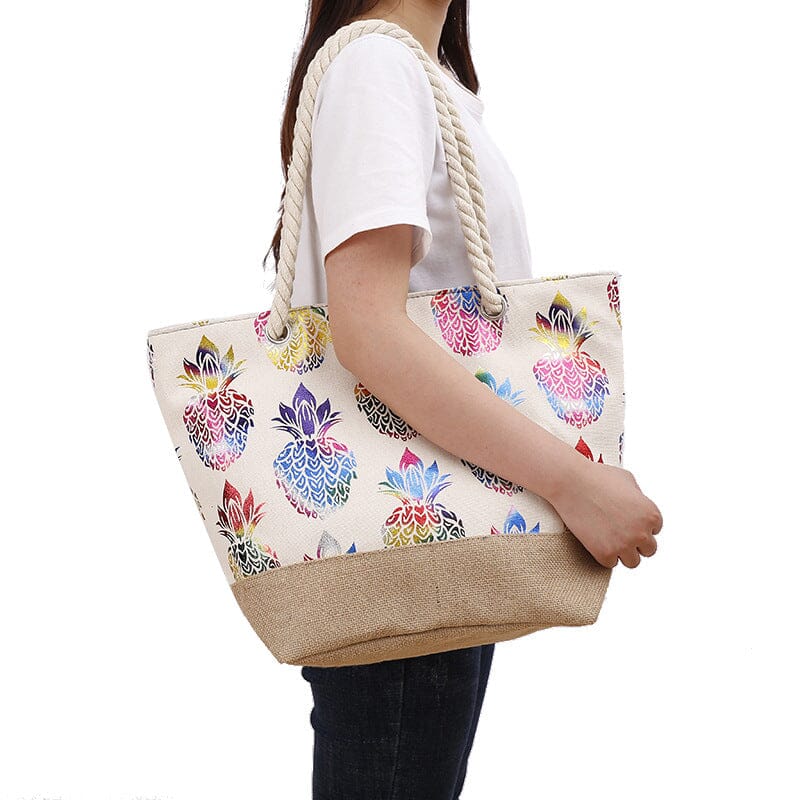 Sac de Plage Femme - Bohême Ananas - Collection Voyage