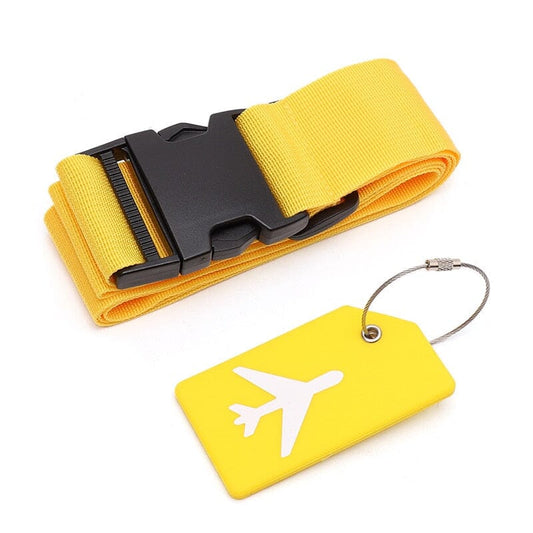 Sangle de Valise & Étiquette Bagage Avion - Jaunes