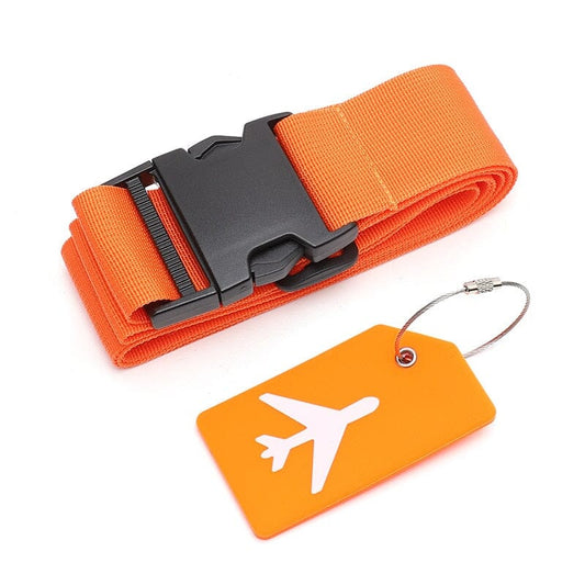 Sangle de Valise & Porte-Étiquette Bagage Avion Oranges Travel